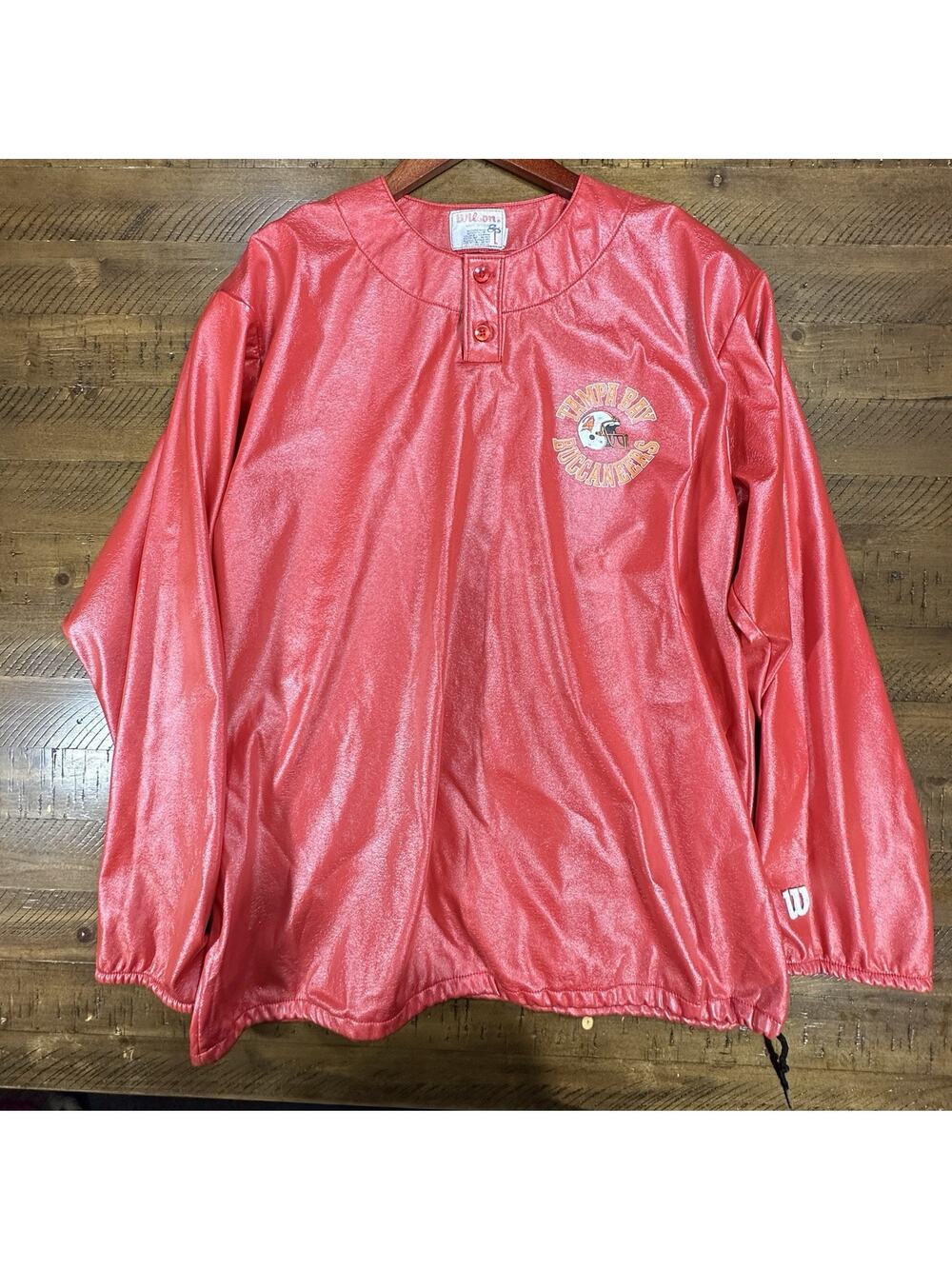 Wilson Vintage Tampa Bay Buccaneers Coaches Jacket Red Shiny Made In USA 80’s